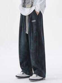 Cordhose in Große Größen, gerade geschnittene Lässige Hose mit Stickerei, geeignet für Herbst/Winter