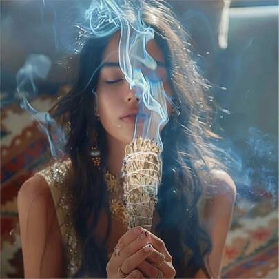 熏艾蒿，中国神药，适用于室内芳香疗法，负离子清洁和净化 - 非常适合瑜伽、冥想、放松礼物
