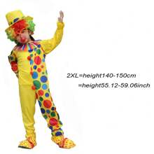 一套适合男孩和女孩的小丑套装，儿童小丑服装，儿童连体衣角色扮演服装（注意：不包括道具假发/塑料眼镜/红鼻子/鞋子） - 彩色 - 查看 16