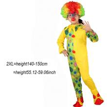 一套适合男孩和女孩的小丑套装，儿童小丑服装，儿童连体衣角色扮演服装（注意：不包括道具假发/塑料眼镜/红鼻子/鞋子） - 彩色 - 查看 21