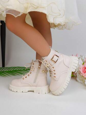 1 par de botas para niños, botas casuales versátiles de moda para niñas, otoño/invierno