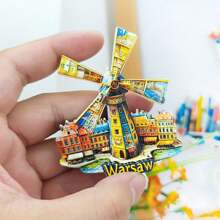 1pc Resin Refrigerator Magnet, Poland, Austria, Czech Landmarks Of Krakow, Hallstatt, Prague, Travel Souvenir, Home Decor Magnets For Bedroom, Kitchen, Wall, Creative Gift