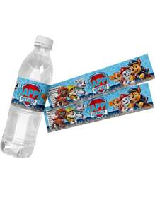 Paw Patrol 10pcs Paw Patrol Themed Water Bottle Stickers, Labels, Baptism Showers, Birthday Decorations, Dog Party Water Bottle Packaging, Birthday Party Decorations Can Be Used(Random Style)