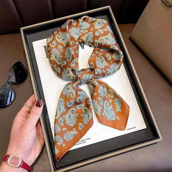 70cm Satin Imitation Silk Small Square Scarf For Women, High-End, Versatile For Work & Korean Satin Neckerchief