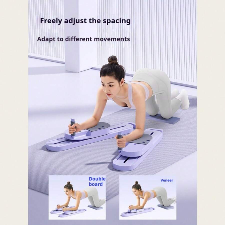 Máquina de esquí multifuncional de tipo dividido, herramienta para adelgazar las piernas, tabla de Pilates, máquina de esquí, tabla de gimnasio, dispositivo de fortalecimiento de brazos, entrenamiento de marcha, soporte para plancha, tensión; entrenamiento de fuerza, entrenamiento de cadera y piernas, extensión, equipo de ejercicio multifuncional portátil para uso doméstico, equipo de reparación posparto para mujeres