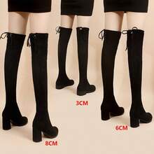 Women Over-The-Knee Boots - 6公分繫帶加絨 - 查看 5