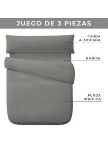 Juego de funda nórdica, juego de 3 piezas, 1 funda nórdica, 1 sábana bajera, 1 funda de almohada, 100% poliéster, transpirable, apto para camas de 90/105/135/150/180-190-200 cm, varios colores disponibles
