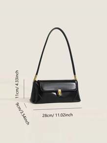 简约别致方形手提包，时尚黑色商务女包，休闲百搭工作通勤法棍包