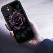 Funda de Teléfono Moderna y Elegante, Carcasa Suave de Protección Completa de TPU con Diseño de una Sola Rosa Púrpura, Compatible con los Modelos de  y  11, 12, 13, 14, 15 y 16. Diseño Elegante con Protección contra Caídas, Protección de Pantalla y Cámara, Bordes Elevados, Perfecto como Regalo para Amigos, Socios o Padres, Funda Iph Linda y Femenina, Fundas Protectoras de Diseñador para Mujeres - 1 pieza - Ver 3
