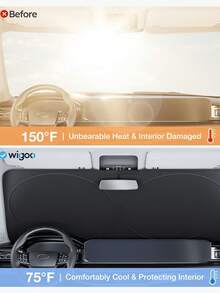 1 Peça Protetor Solar para Carro - Escudo de Calor Reflexivo e Dobrável com Bolsa de Armazenamento, Bloqueia UV e Sol, Resfria o Interior no Verão para SUV e Sedã