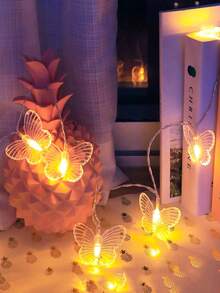 1pc 10/20 LED 1.5m/3m Plastic Transparent Butterfly Decoration Lights String, Indoor Decor Lights For Bedroom, Desk, Outdoor Wedding, Holiday, Party, Mother's Day, Battery Powered - Clear - View 7