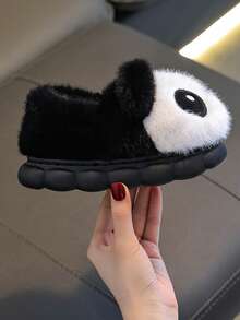 1 Đôi dép bông hình gấu trúc cho bé trai bé gái, giày lười đi trong nhà mùa đông - màu đen - Xem 6