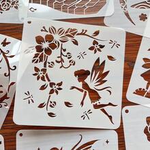 16pcs Hollow Angel Fairy Stencils, Decorative Painting Template For Scrapbooking, Wall Art, Spray Painting, DIY Craft, Reusable & Washable PET Plastic Material - White - View 7