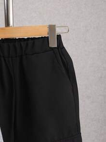 Tween BoyCasual Windbreaker Jacket With Turn-Down Collar, Double-Breasted Pockets, Long Sleeves And Pants Set, Autumn/Winter