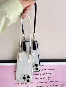 Apple Smart Fashion Phone Case With Lanyard Strap, Aluminum Alloy Ring. This High-End Phone Case With Lanyard Features A 3-In-1 Thick And Durable Material, Compatible With IPhone, With Water-Resistant, Shock-Proof, Drop-Proof And Scratch-Resistant Protection. - Black - View 6