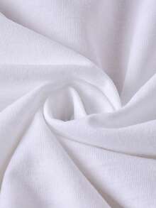 Camiseta blanca de cuello redondo con patrón - Negro - Ver 6