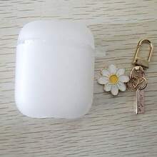 复古白色贝壳+小花绒球挂饰保护套，兼容苹果耳机，防刮防摔 - 米色 - 查看 8