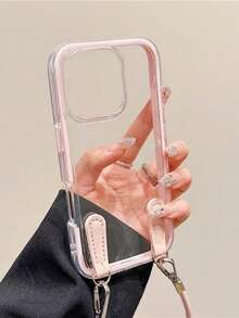 Ốp điện thoại Apple cao cấp 3 trong 1 kèm dây đeo và vòng kim loại, được làm từ chất liệu dày dặn bền chắc, khung màu trơn bắt mắt, sáng tạo và thời trang. - Hồng - Xem 10