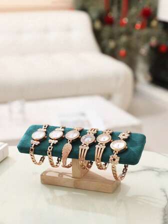 1pc Wooden Single-Layer Jewelry Rack, Bracelet Watch Necklace Display Stand, Desktop Jewelry Storage Organizer, Minimalist Home Decor Display Shelf, No-Installation Elegant Display Box