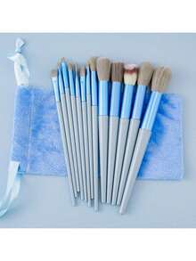 New8/13-Piece Four Seasons Makeup Brush Set - Ultra-Soft Fiber Hair Powder Foundation And Contour Brush Makeup Tools - Comes With A Fleece Bag