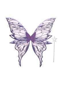 1 pieza Accesorio para mochila de gran tamaño con alas de 4 hojas y lámina de oro, nuevas alas de hada para adultos 2025 para festivales, fiestas, cosplay, color dorado champán - Multicolor - Ver 24