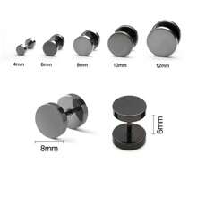 1 件不锈钢圆盘杠铃耳环，男女通用，适合日常佩戴