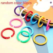 50 piezas de anillos sueltos de plástico de colores surtidos para carpetas de anillas, anillos para tarjetas, útiles escolares y herramientas de lectura, de vuelta al colegio - Multicolor - Ver 4