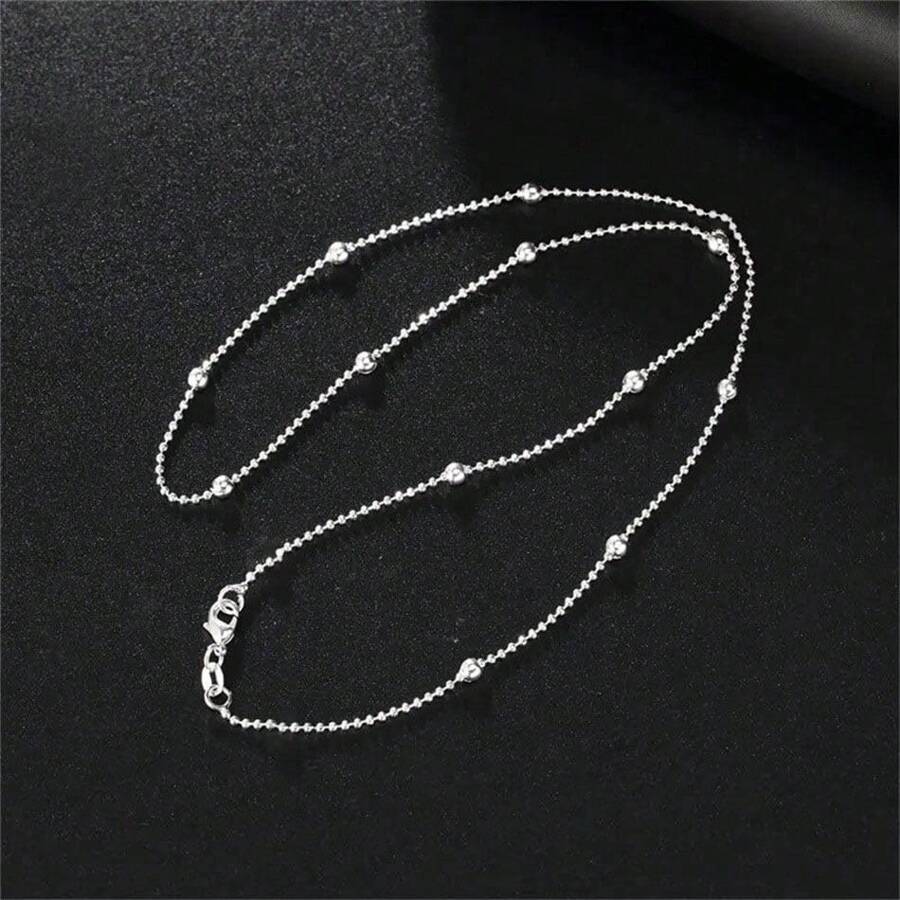 1 szt. 925 srebro 16-24 cali wykwintny modny łańcuszek koralikowy naszyjnik z łańcuszkiem obojczyka dla kobiet urok prezent na wesele biżuteria akcesoria