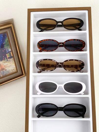 5 قطع نظارات شمسية نسائية بإطار صغير جديد بشكل بيضاوي من طراز Y2K