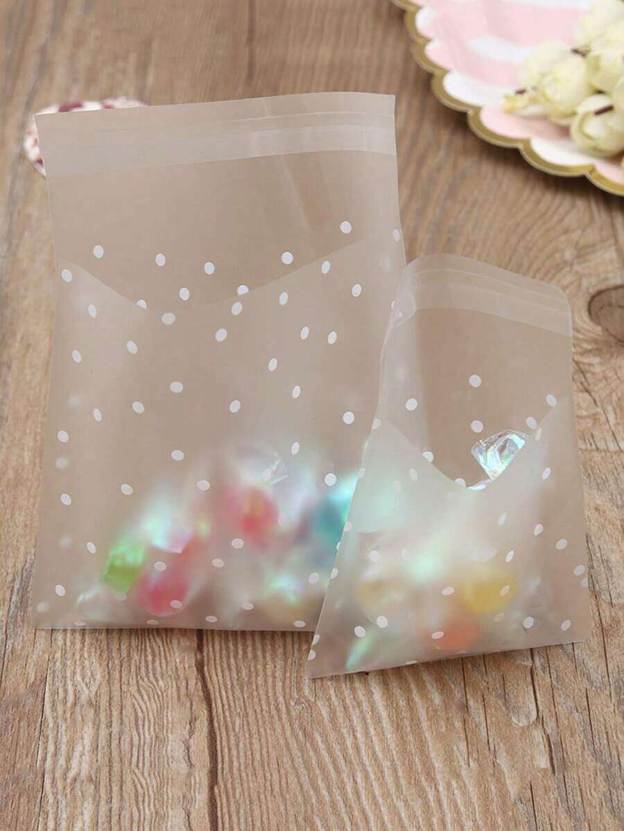 100pcs/Bag Self-Dhesive Cookie Bags Snack Bags DIY Plastic Individual Candy Bags Cellophane Bags For Packaging Cookies Chocolates Snacks Weddings Party School Supplies Food Bags Food Boxes Candy Chocolate Biscuits Etc - 白色 - 查看 1