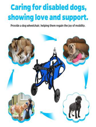 Adjustable Dog Wheelchair Harness Set, Suitable For Disabled Pets' Hind Legs, Mobility Aid Stroller For Small Pets Like Poodle, Kitten, Helps Small Pets With Hind Leg Disability, Elderly Dog Paralysis, Injury Recovery