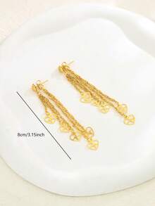 1 对 18K 镀金时尚欧美简约个性耳环，几何镂空女士日常佩戴流苏耳环 - D - 查看 26