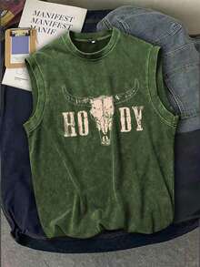 Men's Distressed "Power Totem" Graphic Sleeveless Tank Top