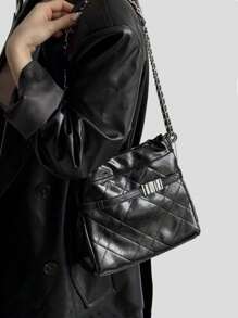 Bolso de hombro y cruzado de diseño de nicho con cadena de rombos estilo francés, bolso de cubo versátil y de moda para ir al trabajo, bolso de hombro y axila de estilo japonés