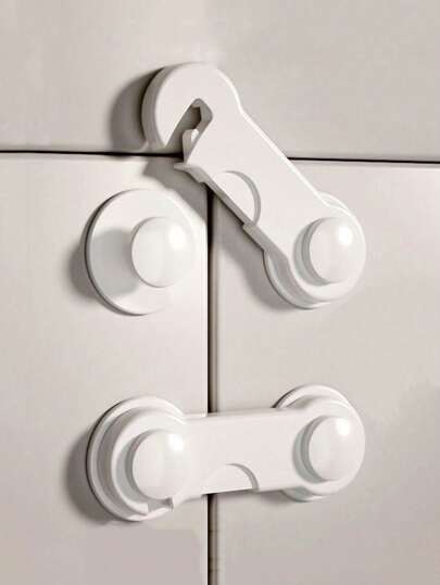 قفل يد متعدد الوظائف مضاد للانحشار، 2 قطعة، واقي درج الثلاجة، واقي قفل خزانة الثلاجة، قفل خزانة النافذة والدولاب، قفل باب الخزانة، سهل التركيب بدون حفر على الخزائن والأبواب، تصميم مضاد للانحشار، مصنوع من مواد بلاستيكية متينة