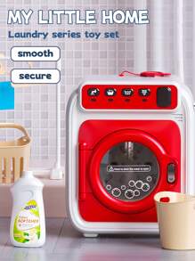 Kids' Pretend Play Washing Machine Set – Includes Laundry Basket, Detergent, Softener, Clothes Hanger, Drying Rack, Bucket & Fabric – Educational Cleaning Toy For Children Ages 3+