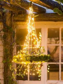 1pc 1M 50LED/1.5M 75LED Indoor & Outdoor Decorative Copper Wire Shower LED String Lights, Suitable For Holiday Events, Weddings, Proposals, Outdoor Yard Decor - Yellow - View 2