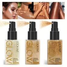 Iluminador líquido brillante y spray de brillo corporal, tono dorado-bronce de champán, apto para todos los tonos de piel beige claro, regalo de Navidad y Día de la Madre