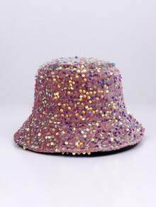 1 Stück glänzender Pailletten Patchwork Polyester UV-Schutz Warm Fischerhut, geeignet für Party, Straße, Frühling/Herbst, Nachtclub, Hochzeit, bunter Glitzer Hut, modisch Schulanfang Bühnenauftritt Herbst