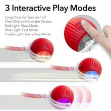 互动滚动猫球玩具，电动猫球玩具，地毯上新型快速自滚球猫玩具，智能互动自动猫玩具球作为礼物，带弹性网尾的移动猫玩具