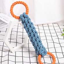 1pc Heavy-Duty Chewproof Dog Rope Toy - Bite-Resistant Dental Cleaning Rope With Double Handle Knot, Tough Chew Toy For Aggressive Chewers, Interactive Tug-Of-War Game, Compatible With All Dog Breeds (Orange/Blue) - Ideal Puppy Teething Toy, Rope Dog Toy Recommended For Small And Medium Dogs