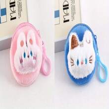 1/2 件卡通毛绒零钱包可爱迷你柔软动物零钱包收纳包学生便携耳机包，款式多样 - 适合派对 - 节日礼物 - 彩色 - 查看 19