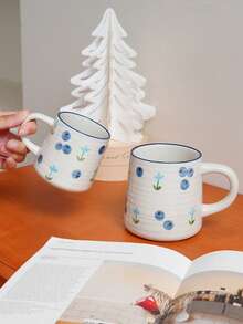 1pc 200ml/420ml Heart-Shaped Ceramic Mug, Simple & Elegant Circular Pattern Cup, Suitable For Cafe Latte, Milk, Yogurt, Oatmeal, Afternoon Tea, Couple Cup, Gift Back To School