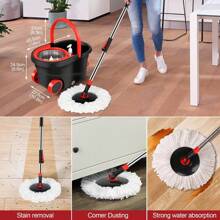 Spin Mop And Bucket With Wringer Set, Mops Floor Cleaning System, Stainless Steel 360 Floor Mop Bucket On Wheels, 3 Microfiber Mop Heads2025