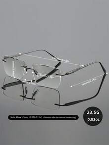 Rivsar 处方眼镜，新款经典方形无框商务金属老花镜，高清护眼，长时间佩戴不眩晕，适合阅读/缝纫/商务/办公/优雅/日常佩戴，轻盈方形弹簧镜腿，适合运动防滑，电脑舒适阅读，抗眼疲劳老花镜，便捷携带设计，适合各种脸型，奢侈品牌设计师眼镜，节日礼物，送给父母的礼物，万圣节，情人节，圣诞节，老花镜，女士老花镜 - 透明色 - 查看 7