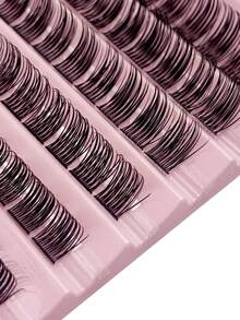 130 piezas Pestañas en racimo Curl D Pestañas individuales en racimo Extensiones de pestañas 0.07mm 8-16mm Mezcla DIY Racimos de pestañas Reutilizables Banda negra súper delgada Pestañas DIY para usar en casa - D - Ver 4