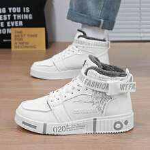 Pantofi sport pentru bărbați, cu căptușeală termică, pantofi sport antiderapanți, talpă groasă, impermeabili, antiderapanți, pantofi sport albi mici, căptușiți termic pentru iarnă