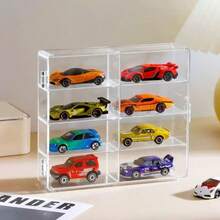 1PC, Acrylic Display Cabinet, 8-Slot Display Cabinet, Small Toy Car Storage Box, Office Parking Storage Box, Used For Home Decoration - Multicolor - View 8