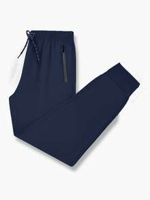 بنطلون رياضة لرجال كبار الحجم، بنطلون رياضي فضفاض عادي، سراويل واسعة جديدة للربيع رفيعة المظهر - أزرق بحري - مشاهدة 5