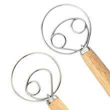 Danish Dough Whisk, Stainless Steel Dough Hook, Dutch Whisk, Suitable For Sourdough, Bread Dough, Mixer, Handmade Wood Handle, Kitchen Baking Mixing Tool, Bread Making Supplies, Holiday Party Gift, Birthday Party Gift